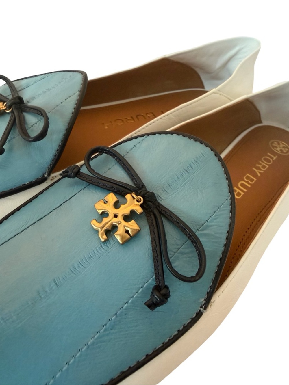 Tory Burch Charm Two Tone Loafers Slip-On Flats Shoes Leather Size 9 Women's - Picture 10 of 15